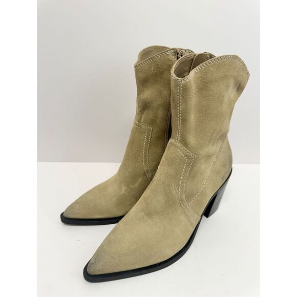 BP. Surina Western Boot in Tan Smoke Size 5.5 Leather Block Heel Pointed Toe - Picture 3 of 11